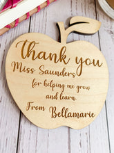 Load image into Gallery viewer, Personalised Teacher's Apple Shape Wooden Coaster