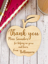 Load image into Gallery viewer, Personalised Teacher's Apple Shape Wooden Coaster
