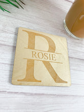Load image into Gallery viewer, Personalised Initial and Name Wooden Coaster