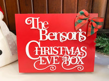 Load image into Gallery viewer, Personalised Christmas Eve Box - 12" Red Wooden Family Xmas Eve Box