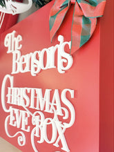 Load image into Gallery viewer, Personalised Christmas Eve Box - 12" Red Wooden Family Xmas Eve Box