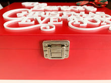 Load image into Gallery viewer, Personalised Christmas Eve Box - 12" Red Wooden Family Xmas Eve Box