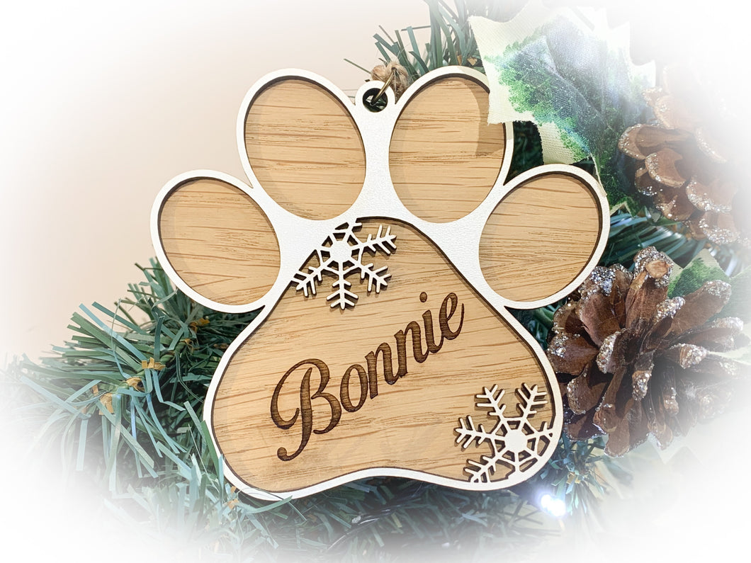 Personalised Dog Paw Christmas Bauble