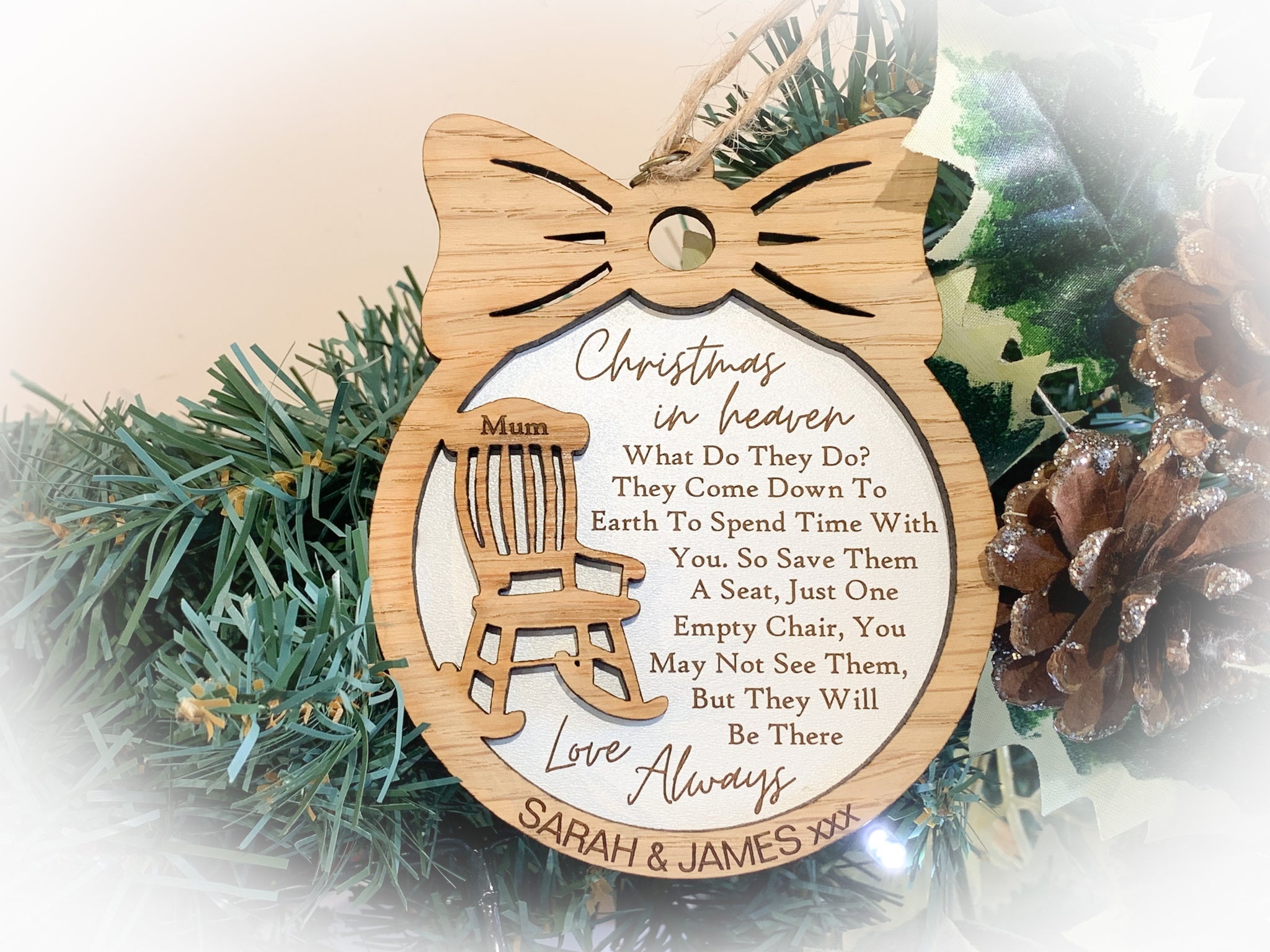 Personalised Christmas In Heaven Tree Decoration