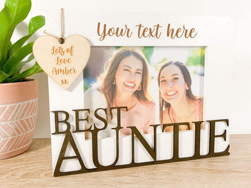 Personalised Best Auntie White Photo Frame Gift