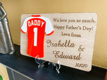 Load image into Gallery viewer, Personalised Father&#39;s Day Football Wooden Plaque

