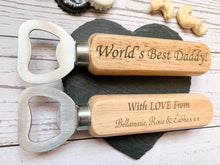 Load image into Gallery viewer, Personalised World&#39;s Best Bottle Opener - Beeswax Finish
