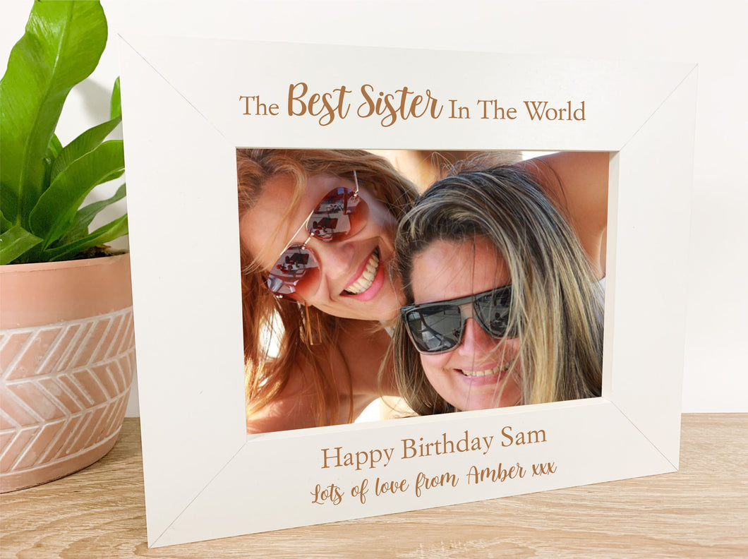 Personalised Best Sister Birthday White Photo Frame