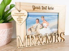 Load image into Gallery viewer, Personalised Wedding Mr &amp; Mrs Natural Wood Photo Frame
