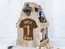 Load image into Gallery viewer, Personalised Beer Bottle Caddy With Engraved Shirt
