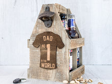Load image into Gallery viewer, Personalised Beer Bottle Caddy With Engraved Shirt
