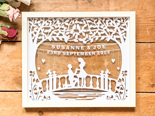 Personalised Engagement Paper Cut Floating Frame - Unique Gift Idea!