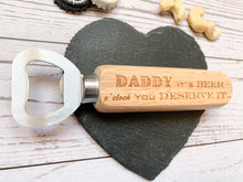 Load image into Gallery viewer, Personalised Beer O&#39;Clock Bottle Opener - Natural Finish
