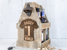 Load image into Gallery viewer, Personalised Beer Bottle Caddy With Engraved Shirt
