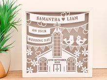 Load image into Gallery viewer, Personalised Wedding Lovebirds Paper Cut Frame
