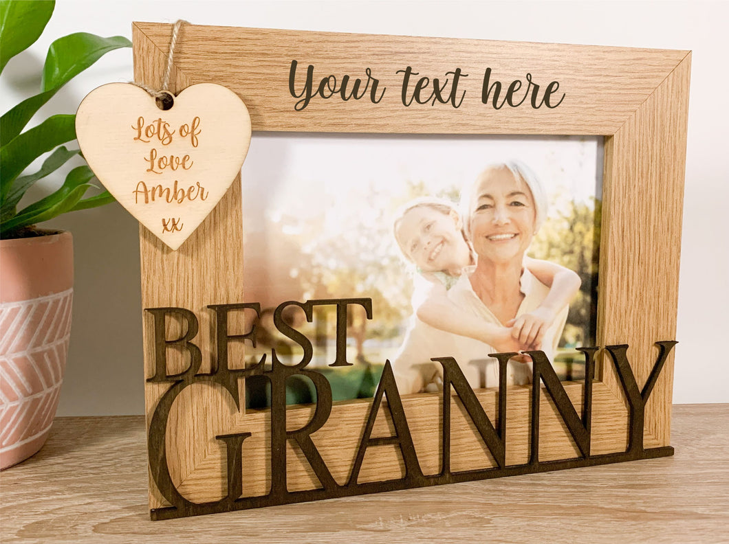 Personalised Best Granny Oak Photo Frame Gift