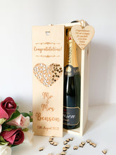 Load image into Gallery viewer, Personalised Mr &amp; Mrs Wedding Heart Champagne Box

