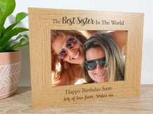 Load image into Gallery viewer, Personalised Best Sister Birthday Oak Photo Frame
