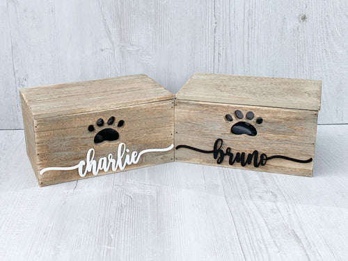 Personalised Wooden Dog Treat Storage Box | Wooden Pet Biscuit Box | Unique Gift
