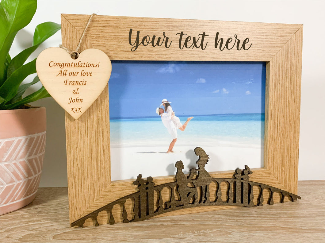 Personalised Engagement Bridge Oak Photo Frame