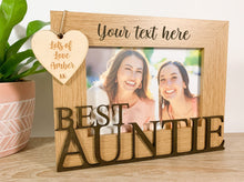 Load image into Gallery viewer, Personalised Best Auntie Oak Photo Frame Gift
