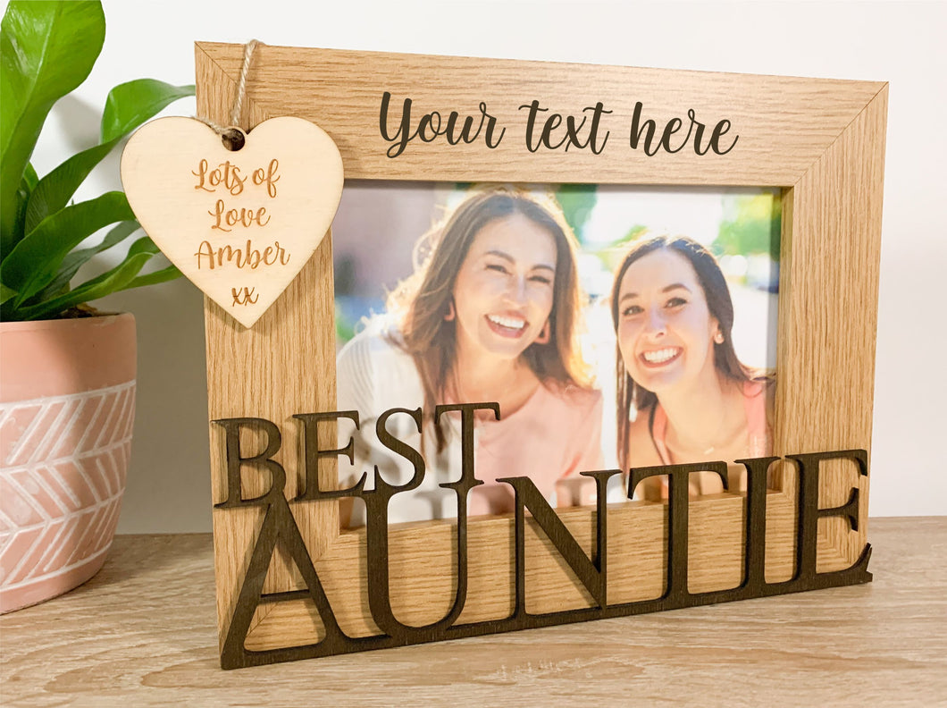 Personalised Best Auntie Oak Photo Frame Gift
