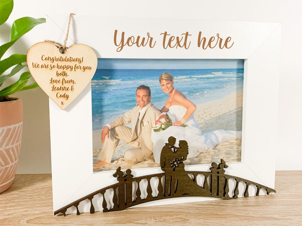 Personalised Wedding Bride & Groom White Photo Frame