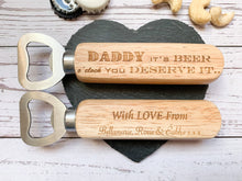 Load image into Gallery viewer, Personalised Beer O&#39;Clock Bottle Opener - Natural Finish
