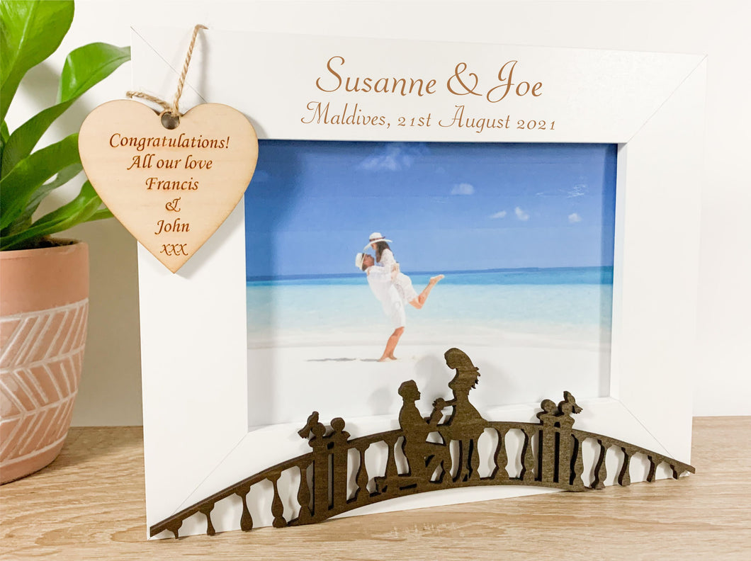 Personalised Engagement Bridge White Photo Frame - Classic Style