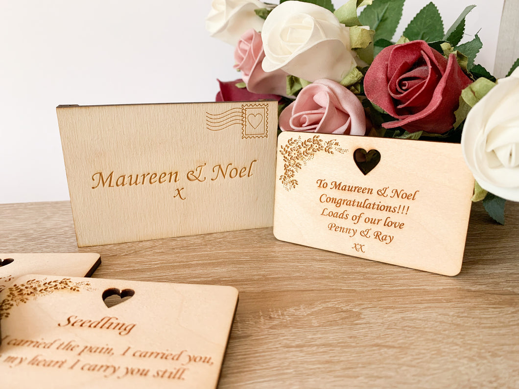 Personalised Wooden Wallet Size Message Card With Envelope 
