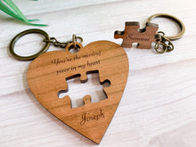 Load image into Gallery viewer, Personalised Heart and Jigsaw Key Ring

