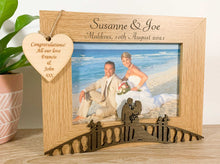 Load image into Gallery viewer, Personalised Wedding Bride &amp; Groom Oak Photo Frame - Classic Style
