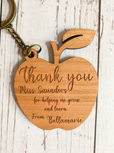Load image into Gallery viewer, Personalised Thank You Apple Shape Wooden Key Ring
