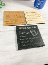 Load image into Gallery viewer, Personalised It&#39;s Beer O&#39;Clock Coaster
